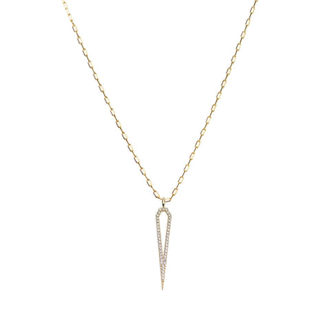 Flat Hollow Dagger Link Chain Necklace with Micro Pavé Elements Crystal