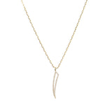 Flat Hollow Tusk Link Chain Necklace with Micro Pavé Elements Crystal