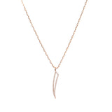 Flat Hollow Tusk Link Chain Necklace with Micro Pavé Elements Crystal
