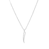 Flat Hollow Tusk Link Chain Necklace with Micro Pavé Elements Crystal