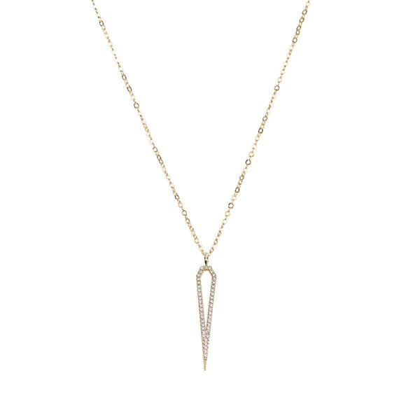 Flat Hollow Dagger Round Chain Necklace with Micro Pavé Elements Crystal