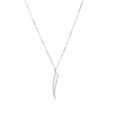 Flat Hollow Tusk Round Chain Necklace with Micro Pavé Elements Crystal