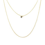 Flat Hollow Tusk Ball Chain Necklace with Micro Pavé Elements Crystal